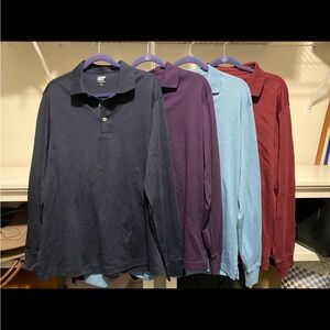 Lot of 4 Lands' End Men's Long Sleeve Polo Shirts - Size L 👕